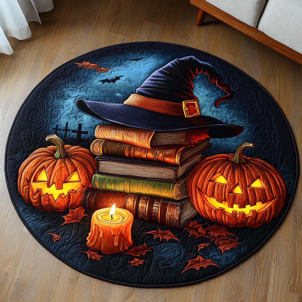 Candle Glow Quilted Round Mat Scary Halloween Home Decor Great Housewarming Gifts