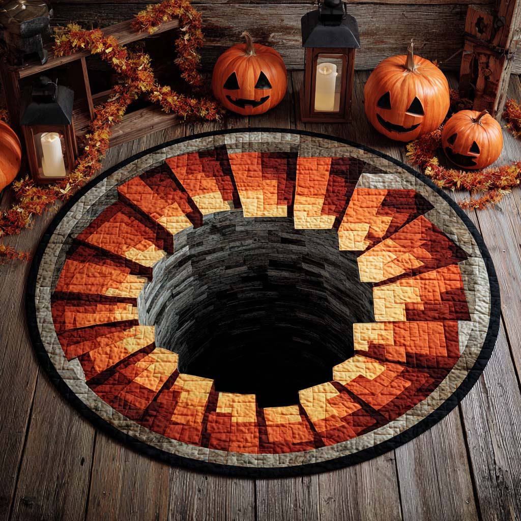Candy Corn Spiral Quilted Round Mat Horror Home Decor Gift Items For New Home