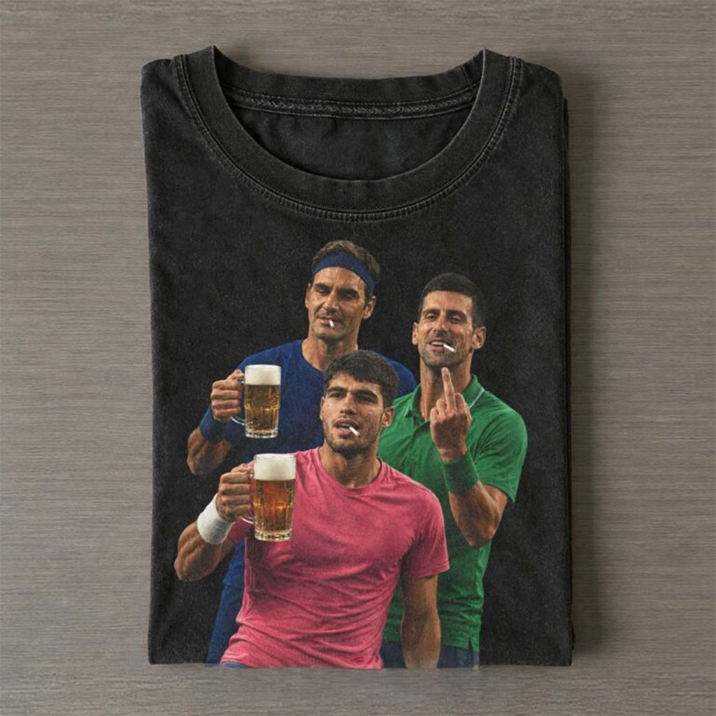Carlos Alcaraz And Roger Federer And Novak Djokovic 2026 Vintage T-Shirt Funny Tennis Fan Gift
