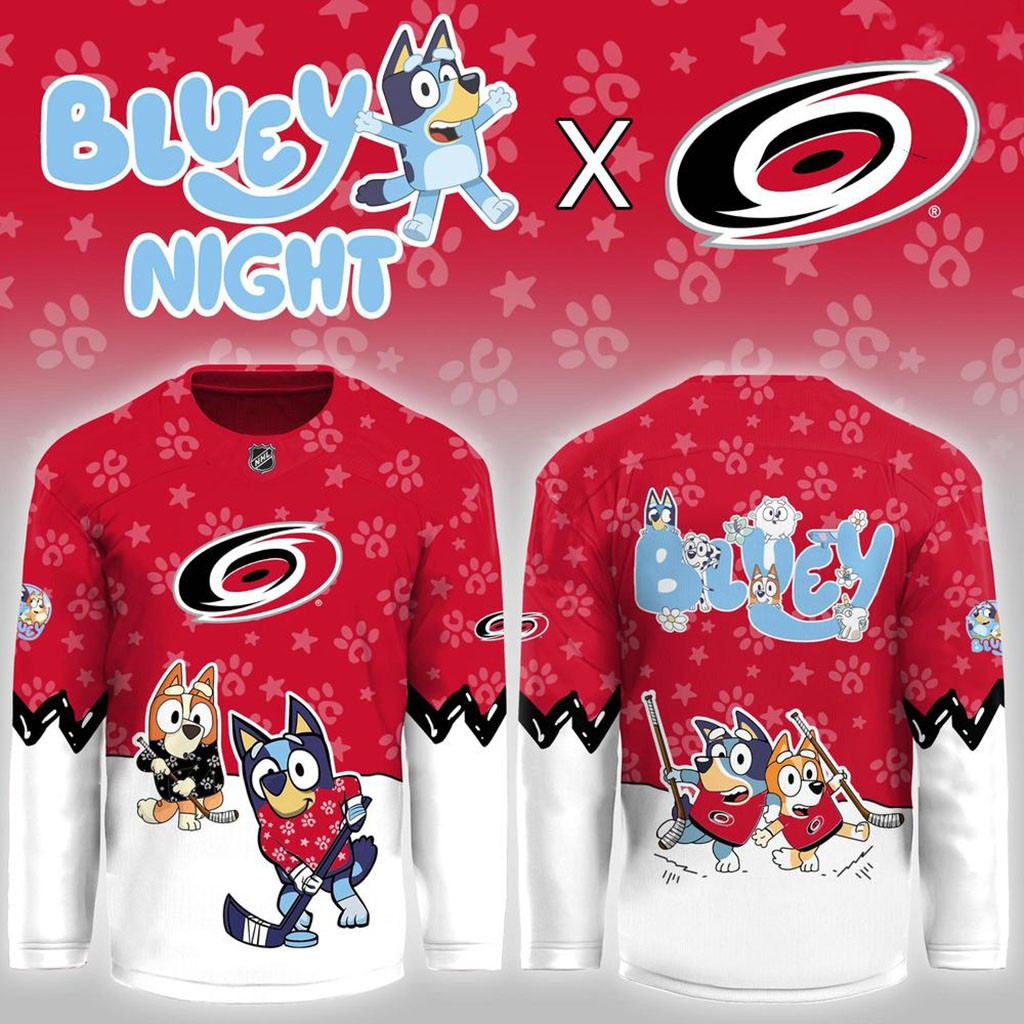 Carolina Hurricanes Bluey Night Hockey Jersey 2026 Hurricanes Merch Present For Hockey Lovers