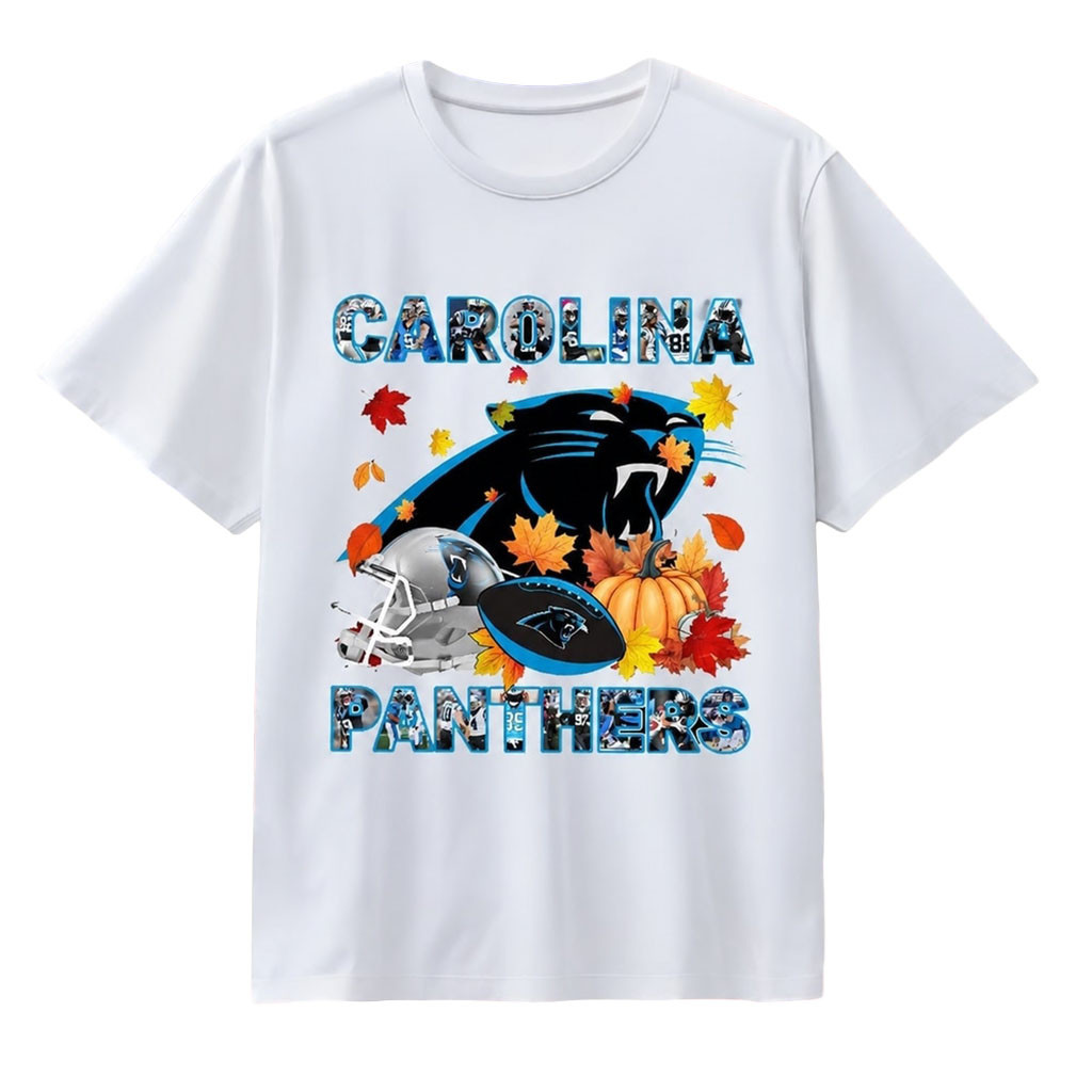 Carolina Panthers Autumn Fall Pumpkin T-Shirt Carolina Panthers Merch Gift For Game Day