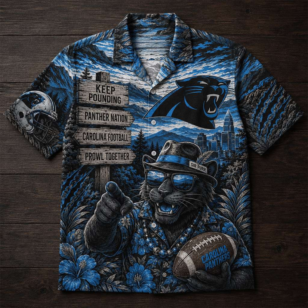 Carolina Panthers Keep Pounding Hawaiian Shirt Prowl Together Carolina Football Merch Fan Gifts Carolina Panthers Keep Pounding Hawaiian Shirt Prowl Together Carolina Football Merch Fan Gifts