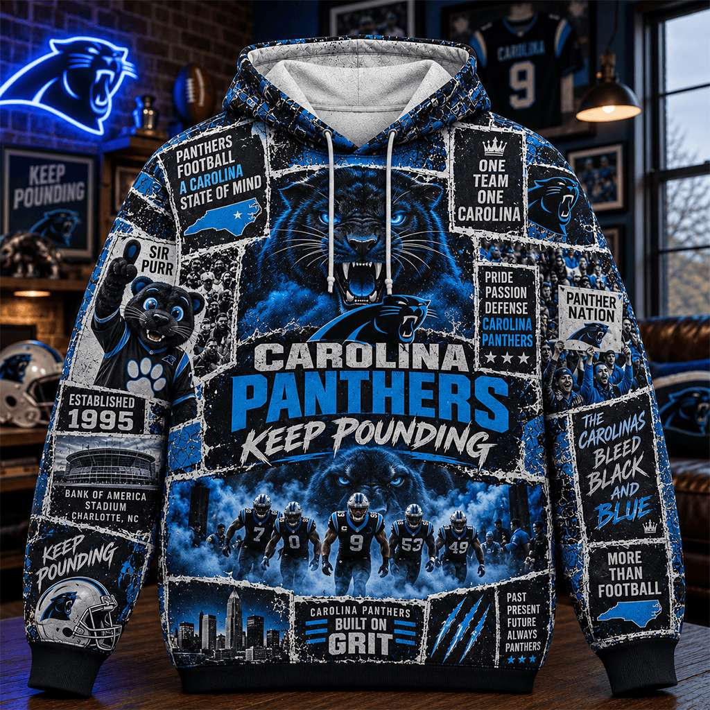 Carolina Panthers Keep Pounding Hoodie Carolina Panthers Merch Gift Ideas For Football Lovers