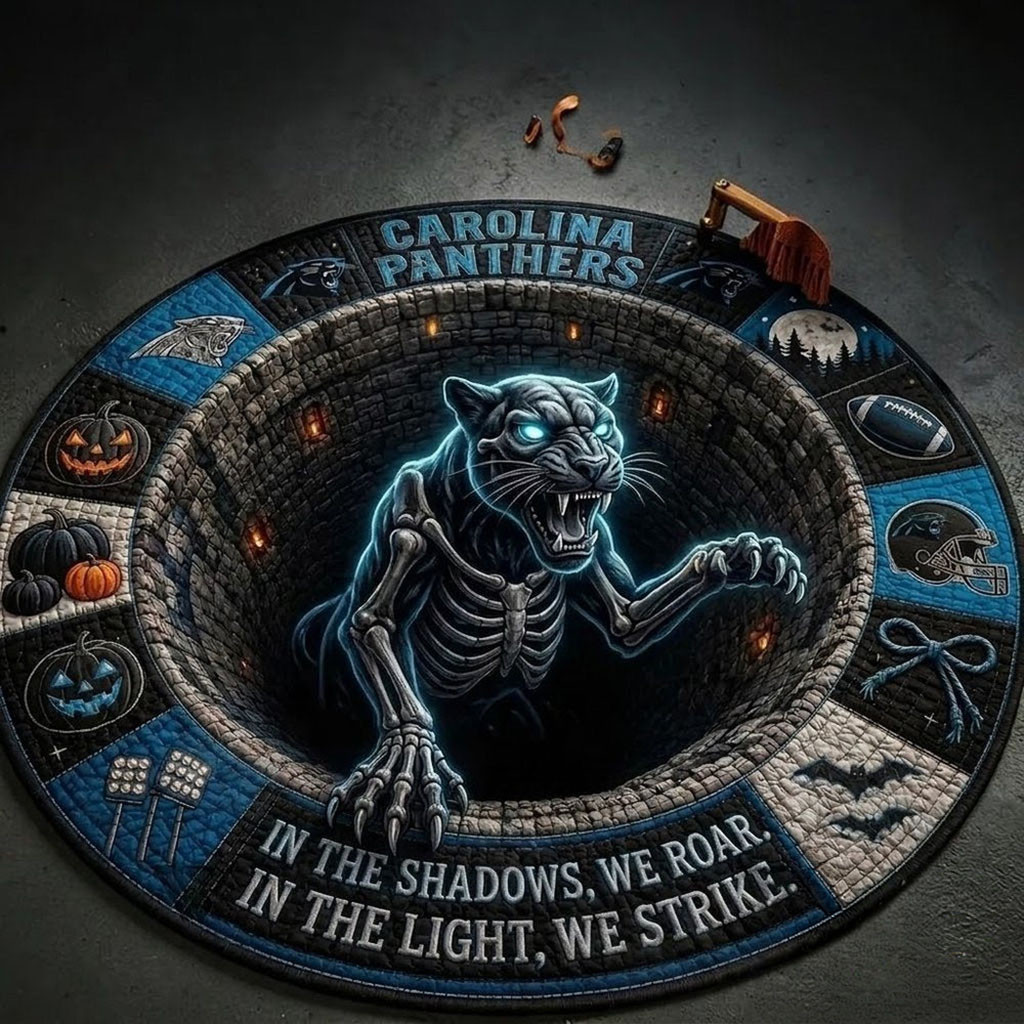 Carolina Panthers Merch 2026 Monster Halloween Quilted Round Mat Gift For Football Lovers Carolina Panthers Merch 2026 Monster Halloween Quilted Round Mat Gift For Football Lovers