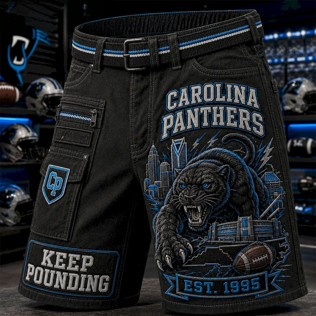 Carolina Panthers Merch Keep Pounding Panther Nation Shorts Unique Football Gifts For Him