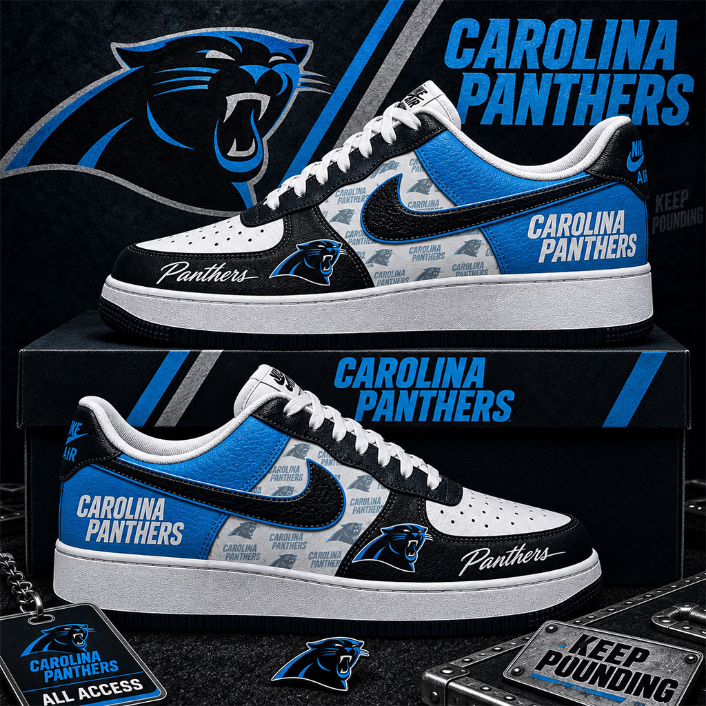 Carolina Panthers Sneakers Keep Pounding Shoes Carolina Panthers Merch Gift For Football Fans