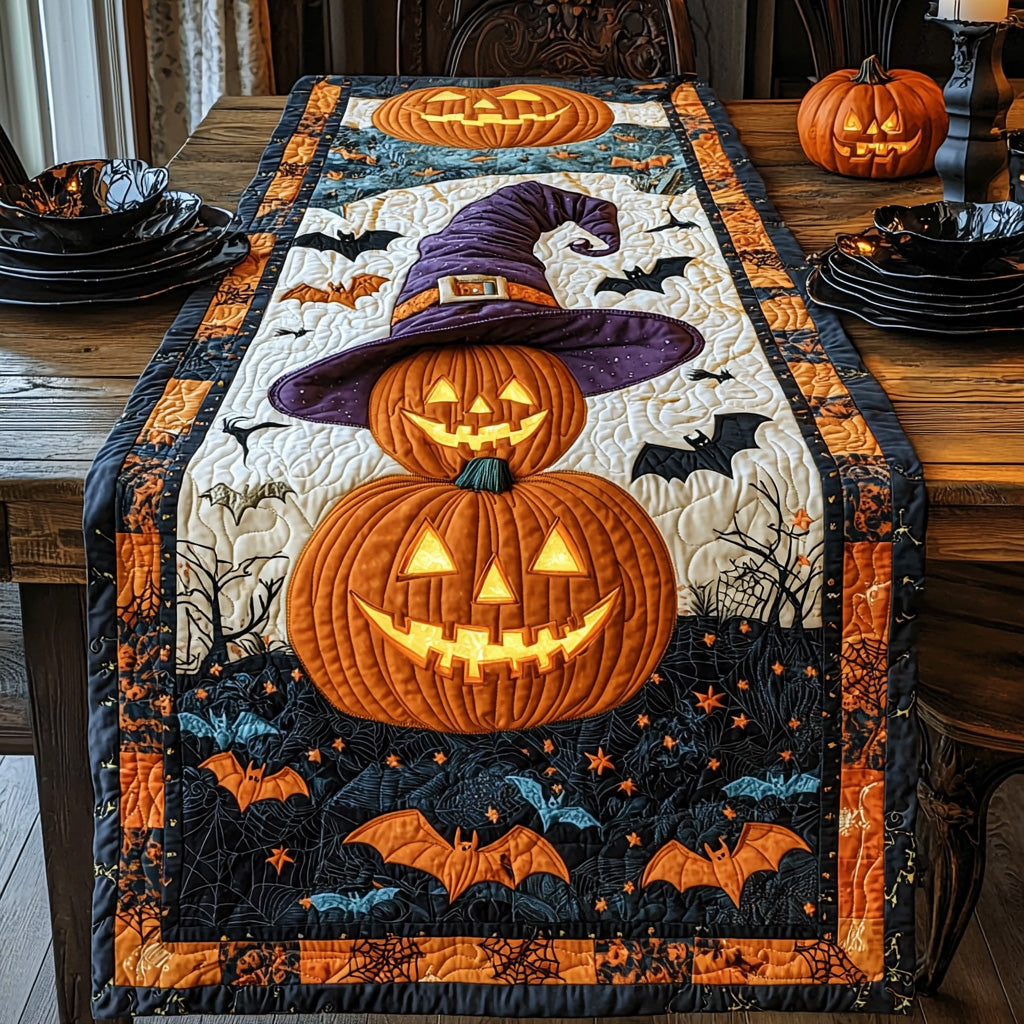 Carved Glow Quilted Table Runner Table Runner For Dining Table Halloween Present Ideas