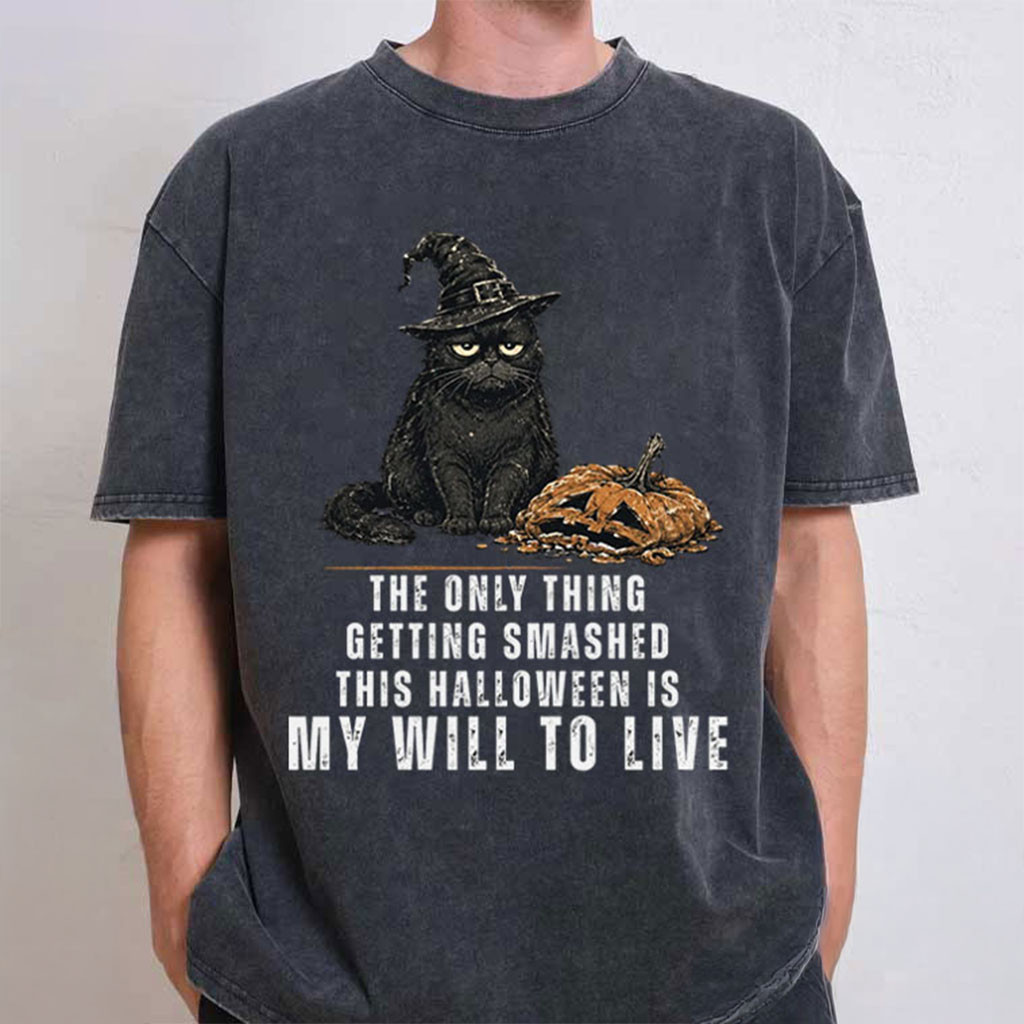 Cat Witch Hat Only Thing Getting Smashed This Halloween Is My Will To Live T-Shirt Gifts Ideas
