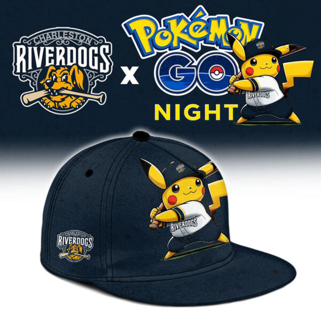 Charleston RiverDogs X Pokemon GO Night Snapback Hat RiverDogs Merch Baseball Lover Gift Ideas