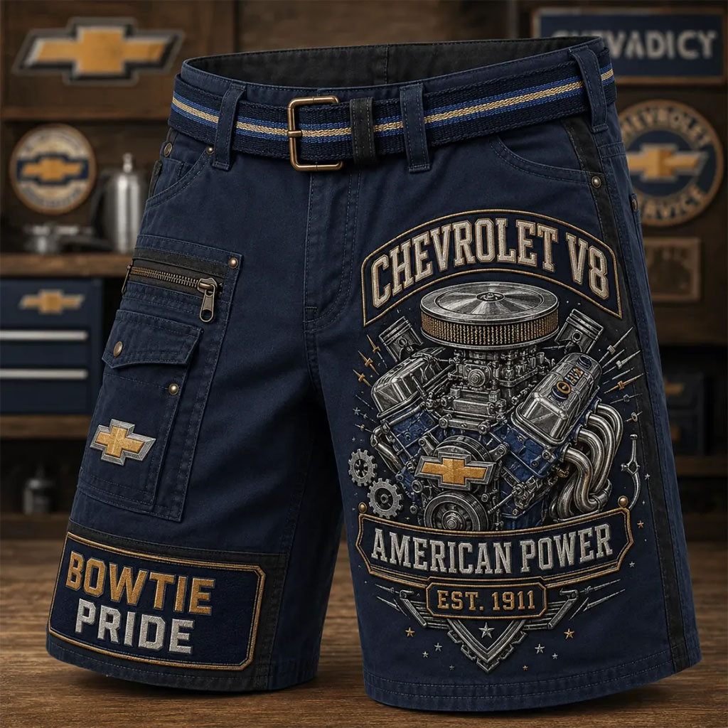Chevrolet V8 American Power Est 1911 Shorts Bowtie Pride Merch Car Lover Gifts For Chevy Fans