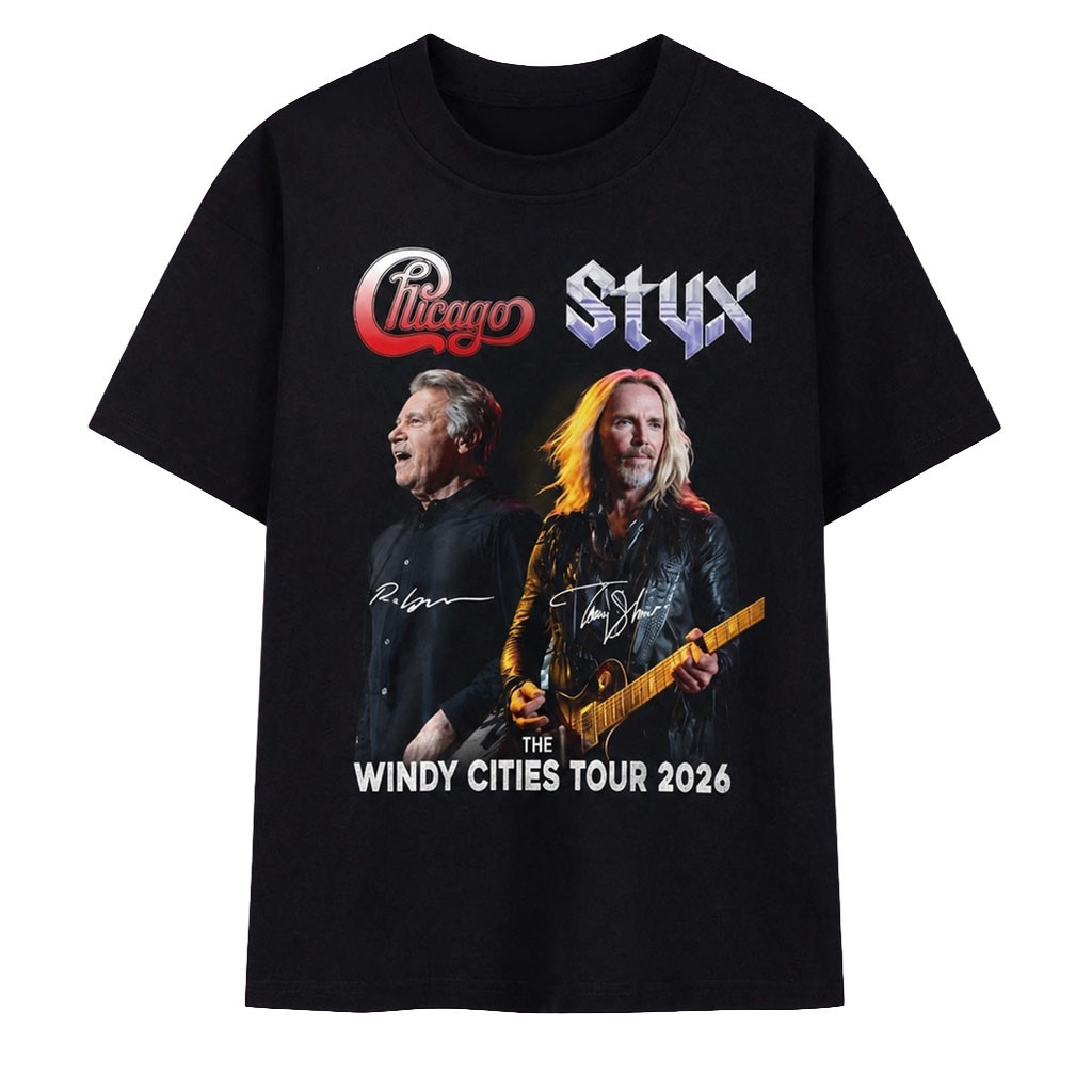 Chicago and Styx The Windy Cities Tour 2026 Vintage Rock Concert T-Shirt Gift For Fan