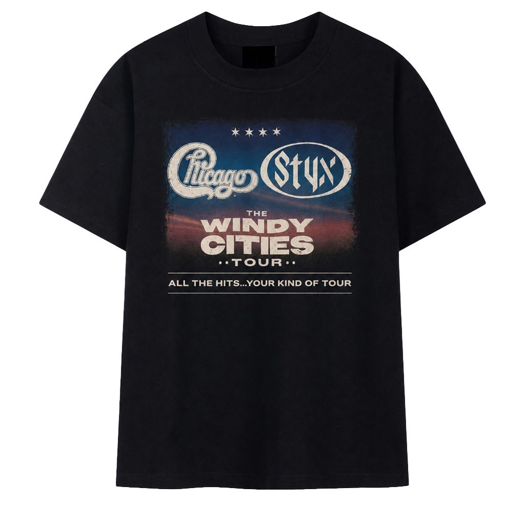 Chicago and Styx The Windy Cities Tour Vintage Rock Concert T-Shirt Gifts For Music Fans