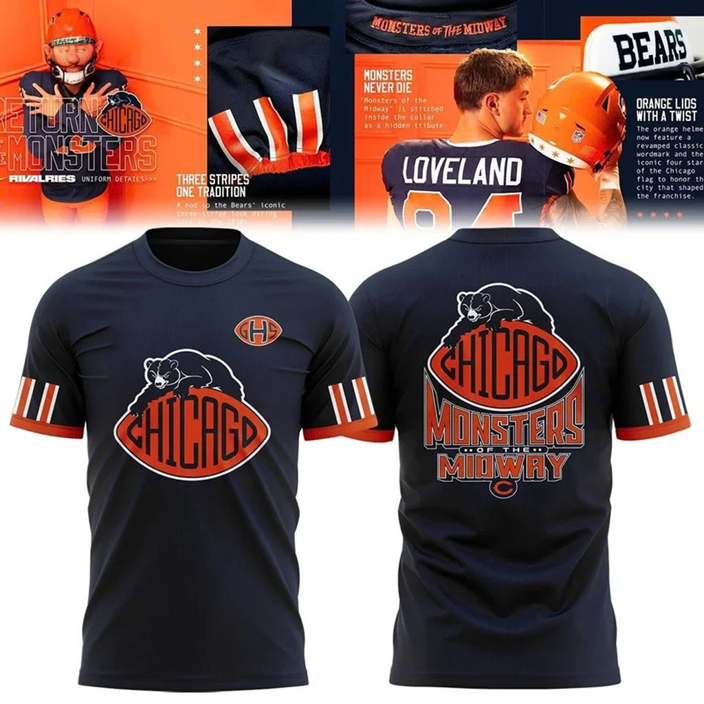 Chicago Bears 2026 Rivalries Monsters Of The Midway T-Shirt Chicago Bears Merch Fans Gifts Chicago Bears 2026 Rivalries Monsters Of The Midway T-Shirt Chicago Bears Merch Fans Gifts