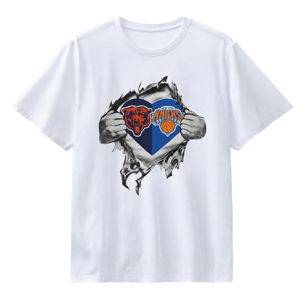 Chicago Bears And New York Knicks Heart Logo -Shirt Game Day Shirt Gifts For Sports Lovers Chicago Bears And New York Knicks Heart Logo -Shirt Game Day Shirt Gifts For Sports Lovers