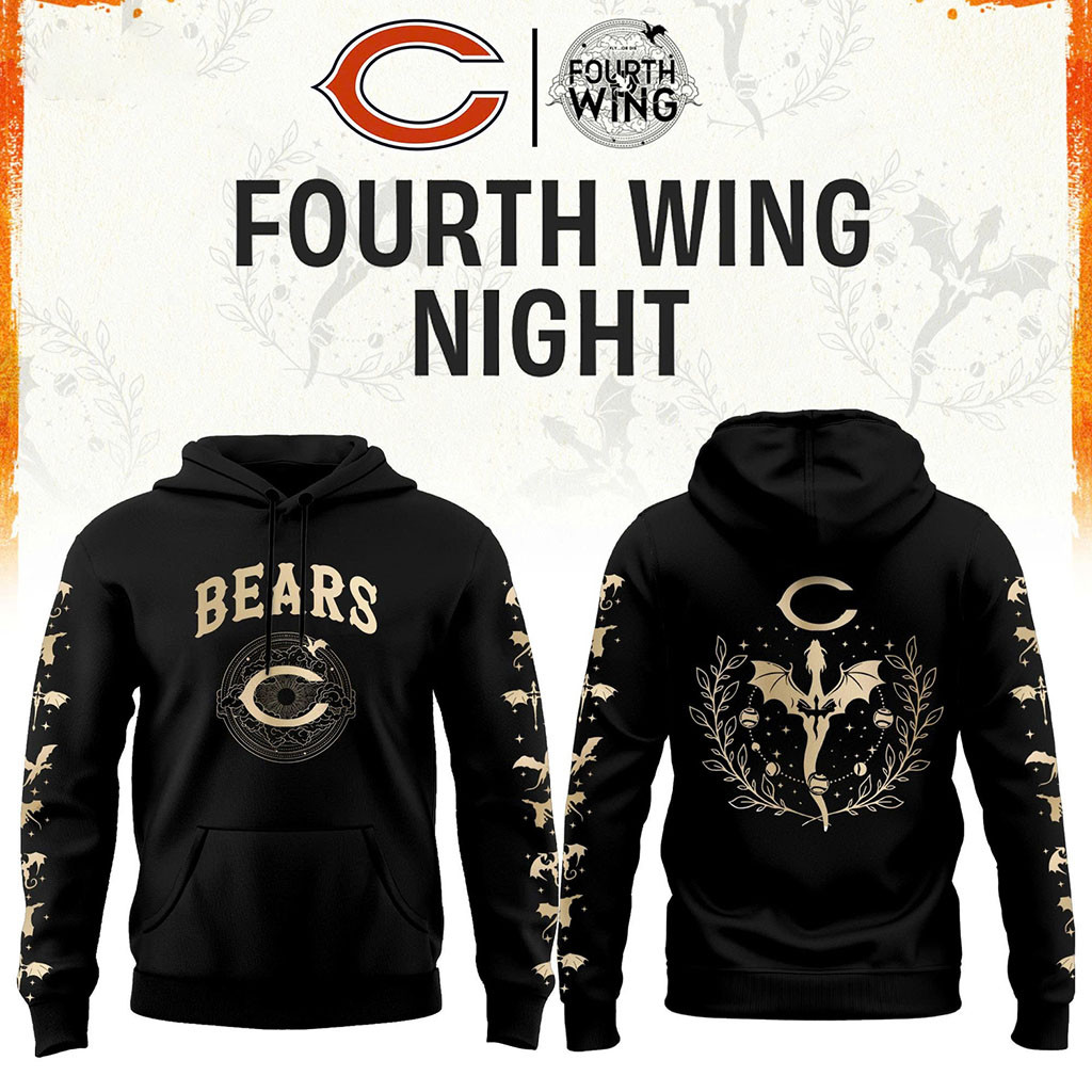 Chicago Bears Dragon Wing Fantasy Night 2026 Black Hoodie Chicago Bears Merch Present For Fans Chicago Bears Dragon Wing Fantasy Night 2026 Black Hoodie Chicago Bears Merch Present For Fans