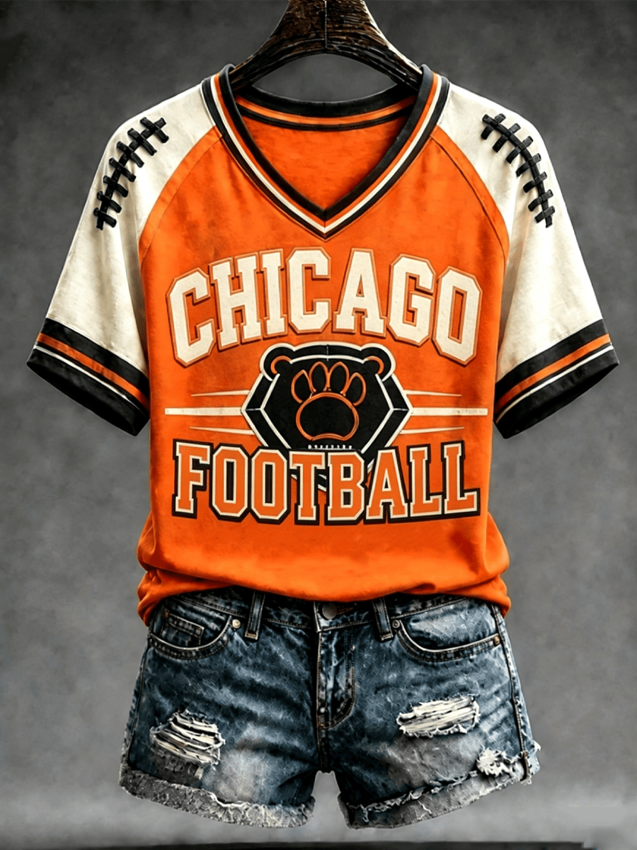 Chicago Bears Football Est 1920 V-Neck Shirt Game Day Bears Merch Presents For Football Fans