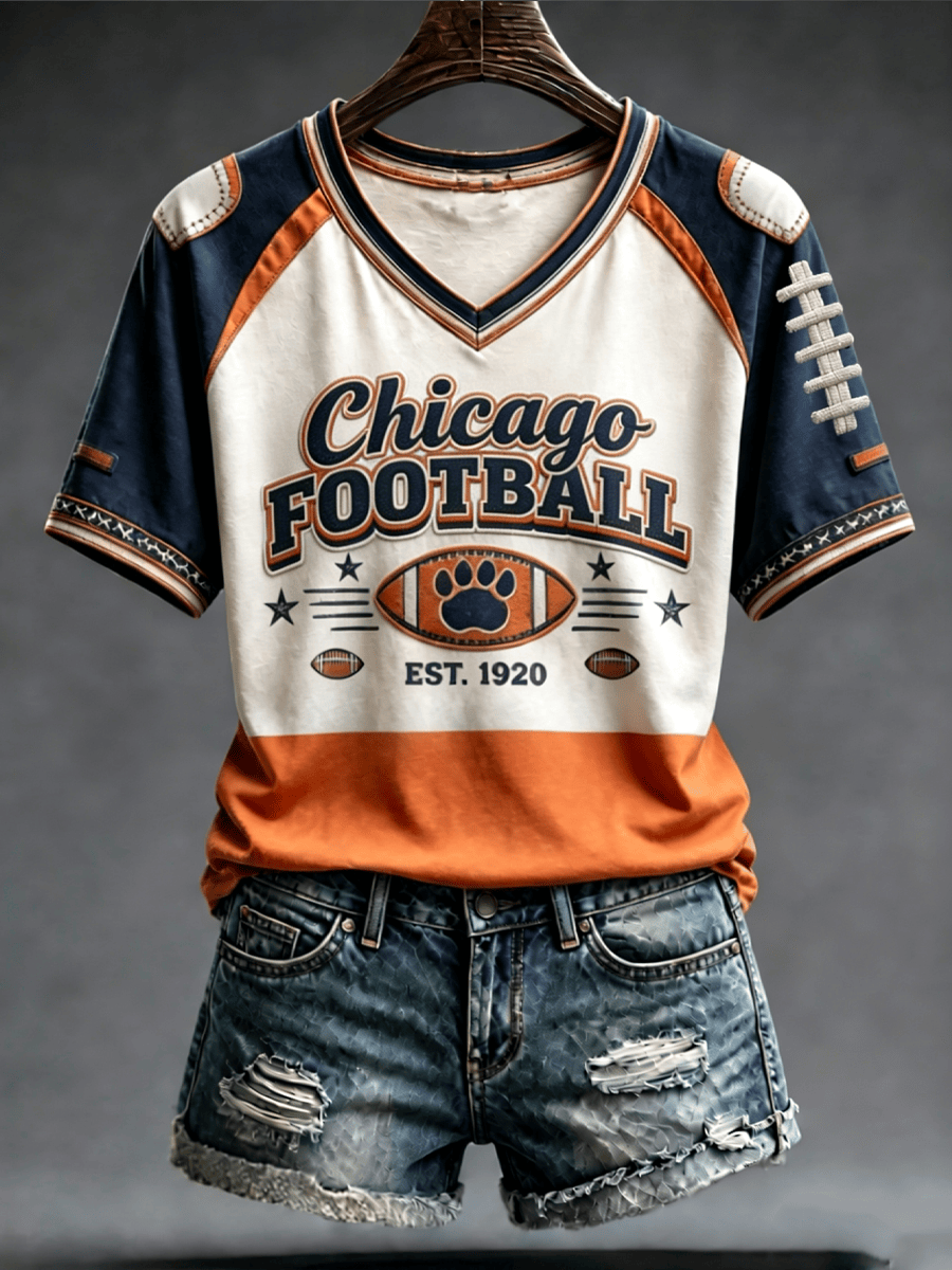 Chicago Bears Football Est 1920 V-Neck Shirt Game Day Clothes Bears Merch Gifts For Football Fan