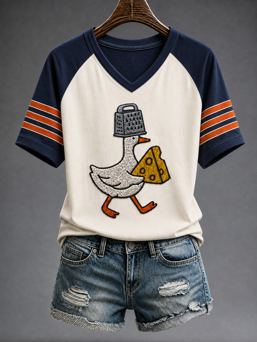 Chicago Bears Football V-Neck Shirt Funny Duck Game Day Apparel Bears Merch Best Gift For Her Chicago Bears Football V-Neck Shirt Funny Duck Game Day Apparel Bears Merch Best Gift For Her
