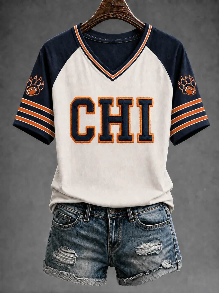 Chicago Bears Football V-Neck Shirt Game Day Apparel Bears Merch Gift Ideas For Football Lovers Chicago Bears Football V-Neck Shirt Game Day Apparel Bears Merch Gift Ideas For Football Lovers