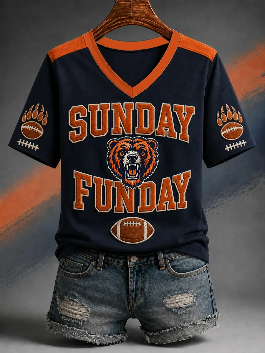 Chicago Bears Football V-Neck Shirt Game Day Bears Merch Sunday Football Gifts For Fans Chicago Bears Football V-Neck Shirt Game Day Bears Merch Sunday Football Gifts For Fans