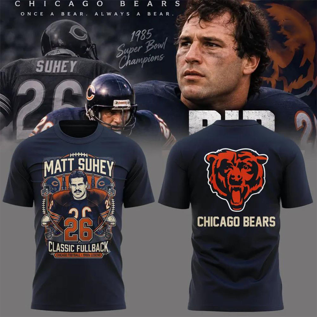 Chicago Bears Matt Suhey #26 Classic Fullback T-Shirt Chicago Bears Merch Football Themed Gifts