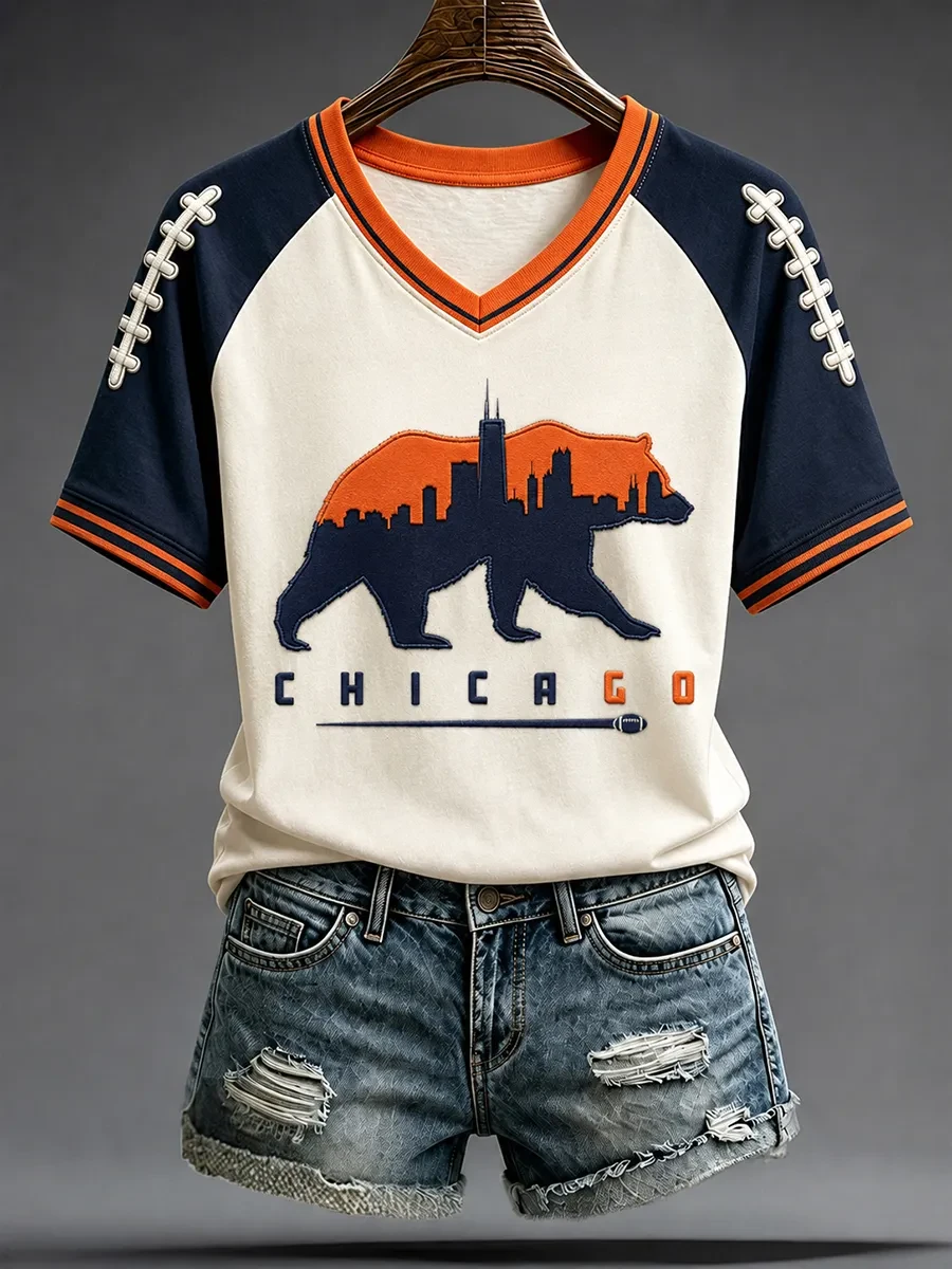 Chicago Bears Merch Bear Art Chicago Football V-Neck Shirt Unique Gifts For Football Lovers Chicago Bears Merch Bear Art Chicago Football V-Neck Shirt Unique Gifts For Football Lovers