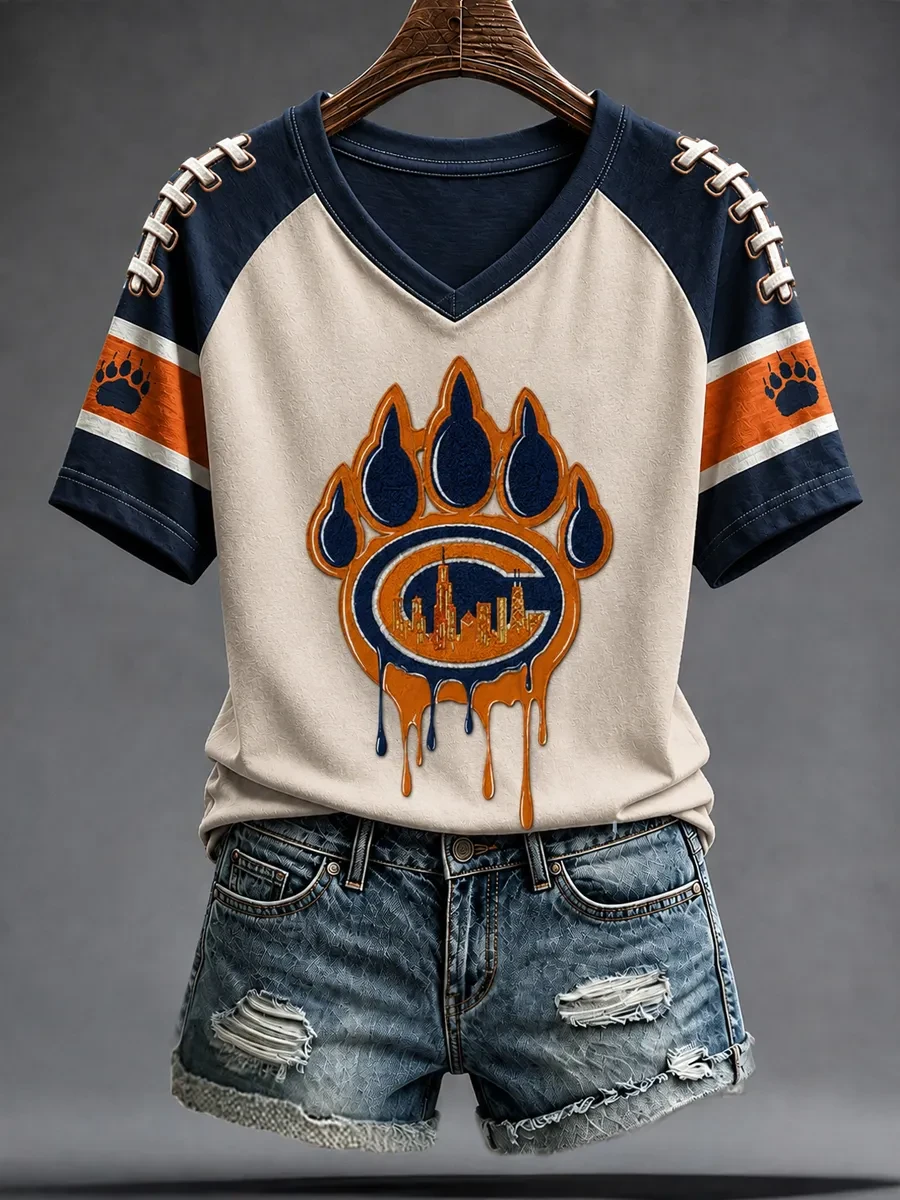 Chicago Bears Merch Bear Paw Chicago Football V-Neck Shirt Game Day Football Fan Gift Ideas Chicago Bears Merch Bear Paw Chicago Football V-Neck Shirt Game Day Football Fan Gift Ideas