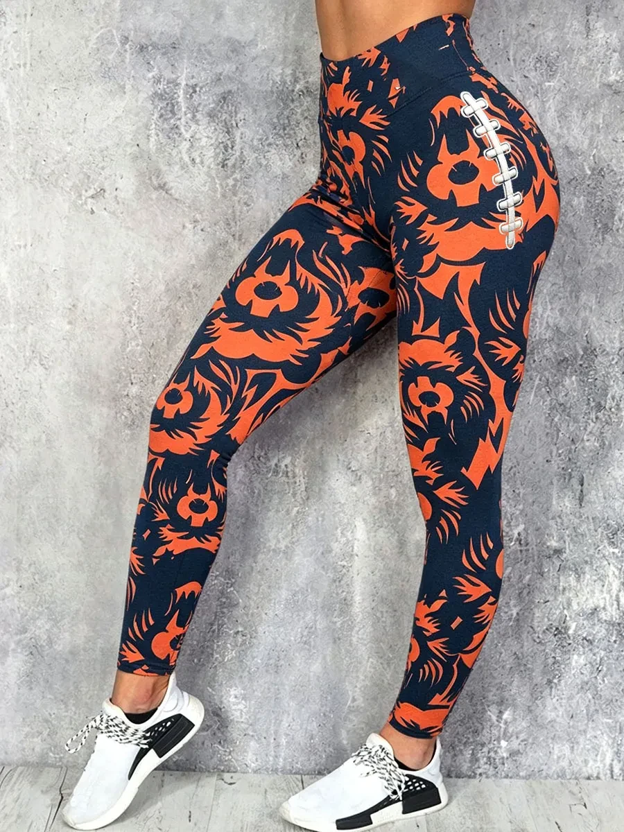 Chicago Bears Merch Chicago Football Bear Art Leggings Game Day Gift For Football Fan