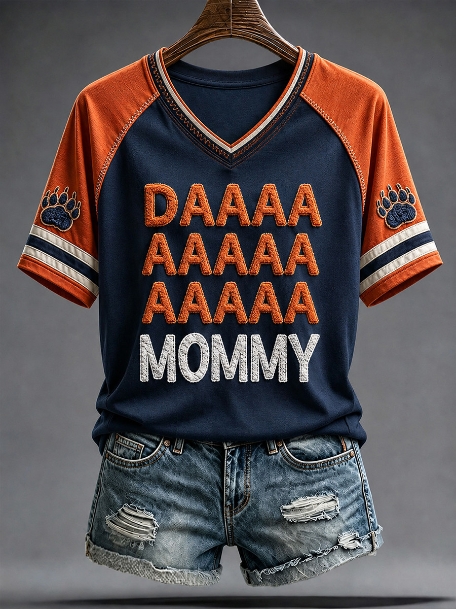 Chicago Bears Merch Daaaa Aaaa Mommy Chicago Football V-Neck Shirt Game Day Football Fan Gear Chicago Bears Merch Daaaa Aaaa Mommy Chicago Football V-Neck Shirt Game Day Football Fan Gear