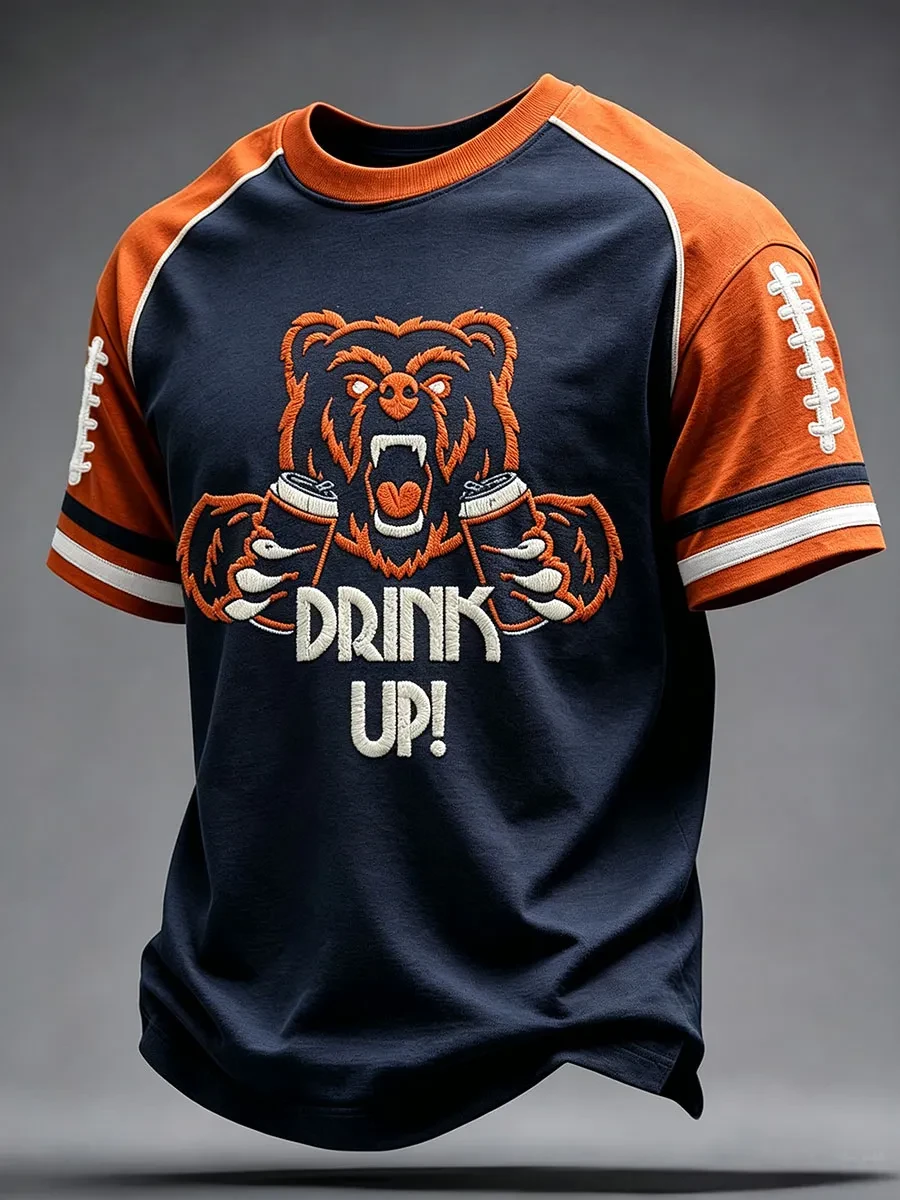 Chicago Bears Merch Drink Up Bear Art Shirt Chicago Football T-Shirt Gifts For Game Day Chicago Bears Merch Drink Up Bear Art Shirt Chicago Football T-Shirt Gifts For Game Day