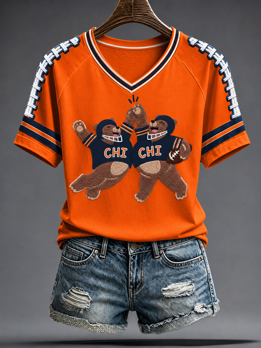 Chicago Bears Merch Funny Bear Chicago Football V-Neck Shirt Game Day Football Fan Gifts Chicago Bears Merch Funny Bear Chicago Football V-Neck Shirt Game Day Football Fan Gifts