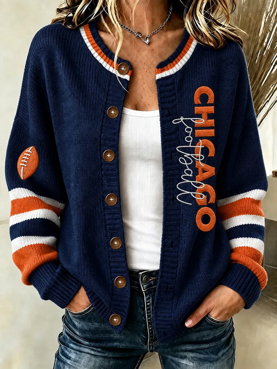 Chicago Bears Merch Game Day Chicago Football Cardigan Football Fan Gift Ideas