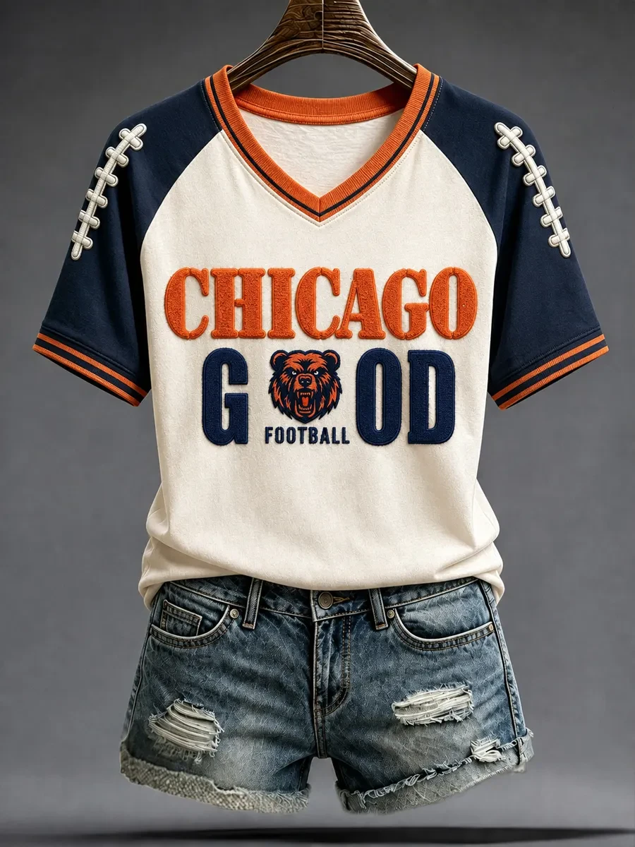 Chicago Bears Merch Game Day Chicago Football V-Neck Shirt Best Gift For Football Lovers