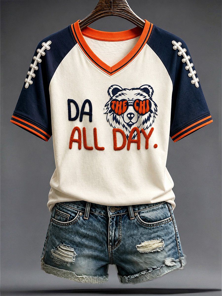 Chicago Bears Merch Game Day Chicago Football V-Neck Shirt Da The Chi All Day Shirt Fan Gifts Chicago Bears Merch Game Day Chicago Football V-Neck Shirt Da The Chi All Day Shirt Fan Gifts