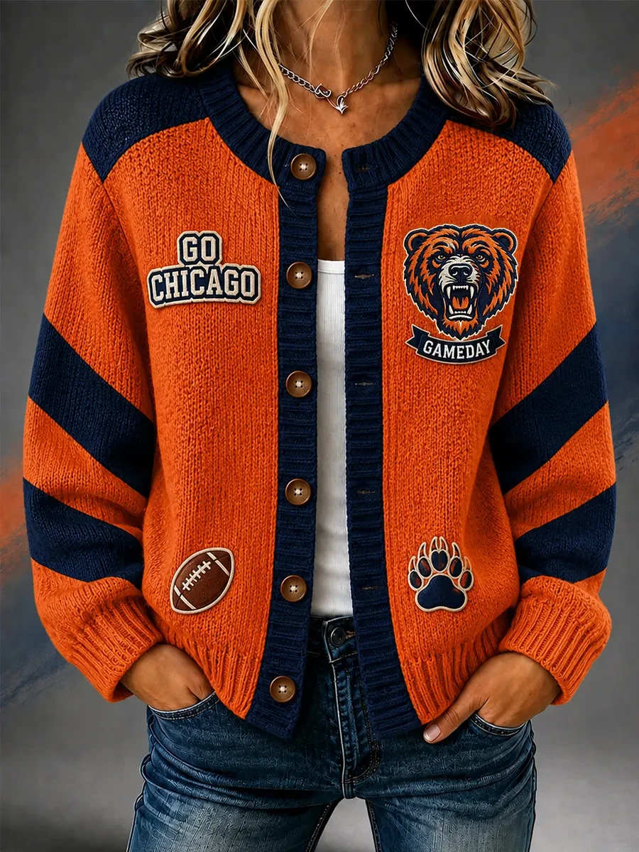 Chicago Bears Merch Go Chicago Football Cardigan Game Day Gift Ideas For Football Lovers