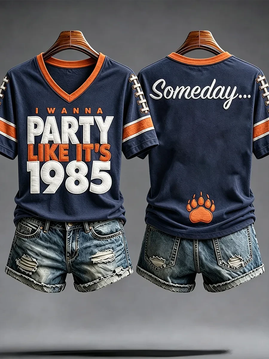 Chicago Bears Merch I Wanna Party Like It's 1985 Chicago Football V-Neck Shirt Game Day Shirt Chicago Bears Merch I Wanna Party Like It's 1985 Chicago Football V-Neck Shirt Game Day Shirt