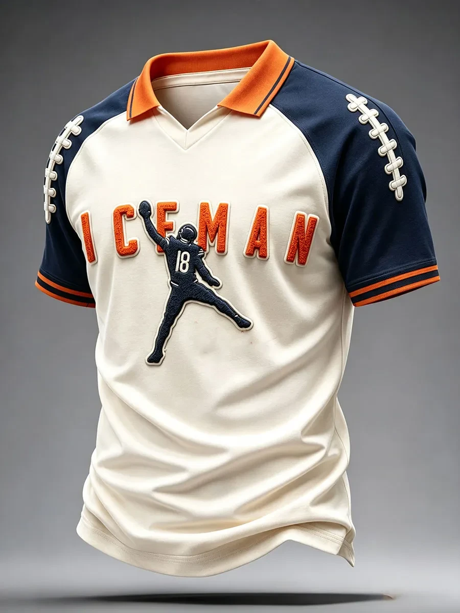 Chicago Bears Merch ICEMAN #18 Chicago Football V-Neck Polo Jersey Game Day Presents Chicago Bears Merch ICEMAN #18 Chicago Football V-Neck Polo Jersey Game Day Presents