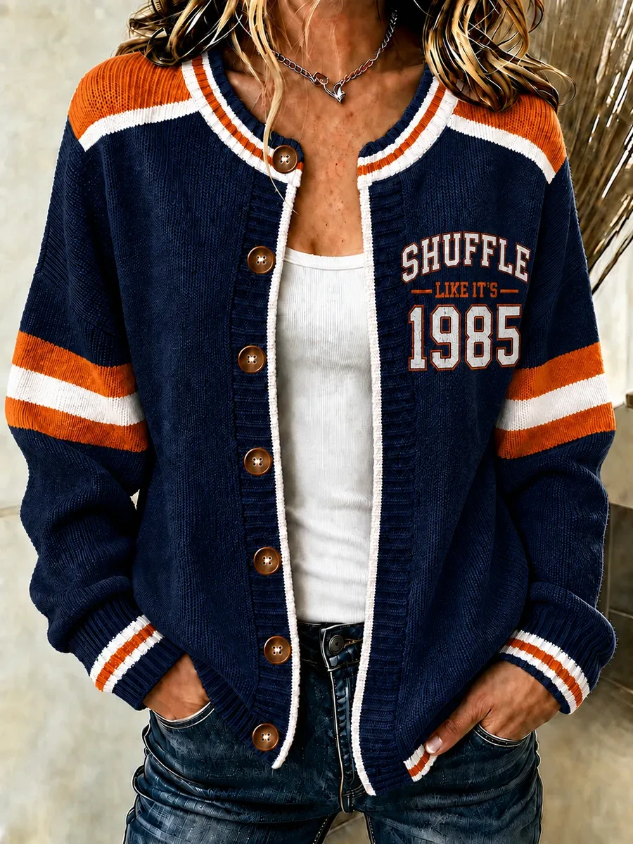 Chicago Bears Merch Shuffle Like It's 1985 Chicago Football Cardigan Gifts For Football Fans