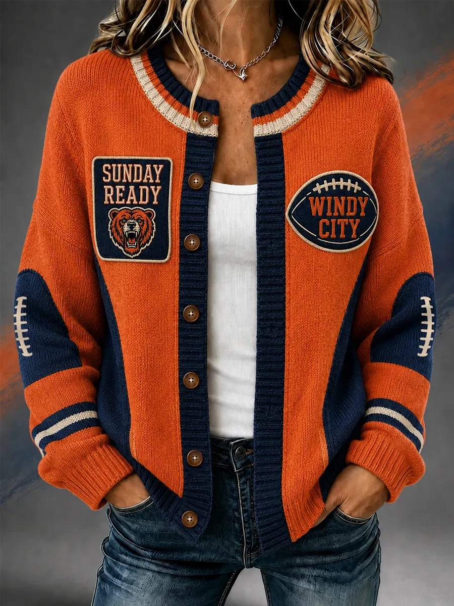 Chicago Bears Merch Sunday Ready Chicago Football Cardigan Game Day Gift Ideas