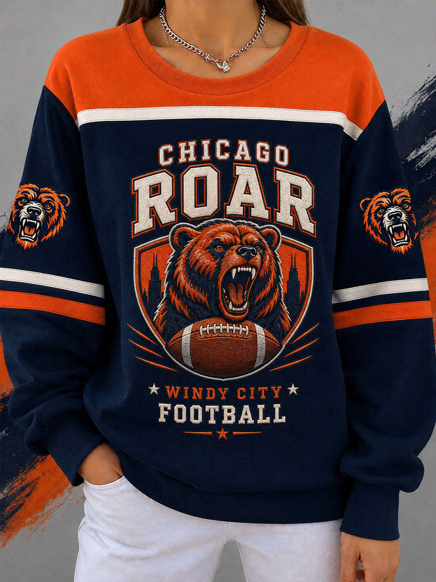 Chicago Bears Merch Windy City Chicago Football Sweatshirt Women Game Day Apparel Gifts For Fan