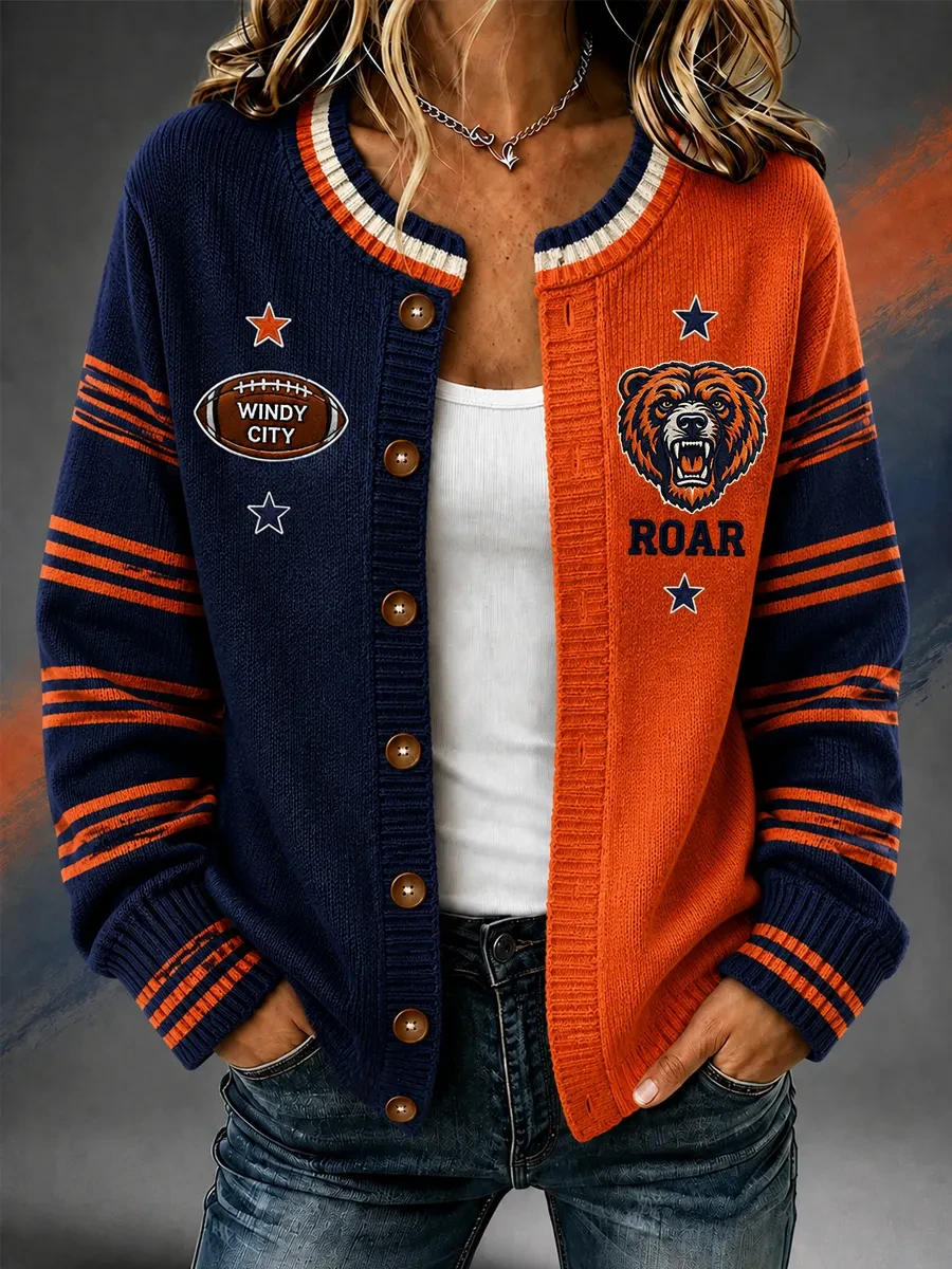 Chicago Bears Merch Women Chicago Football Cardigan Game Day Gift For Football Lovers Chicago Bears Merch Women Chicago Football Cardigan Game Day Gift For Football Lovers
