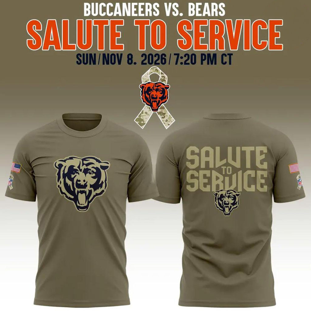 Chicago Bears Salute To Service Buccaneers vs Bears Military 2026 T-Shirt Bears Merch Fan Gifts