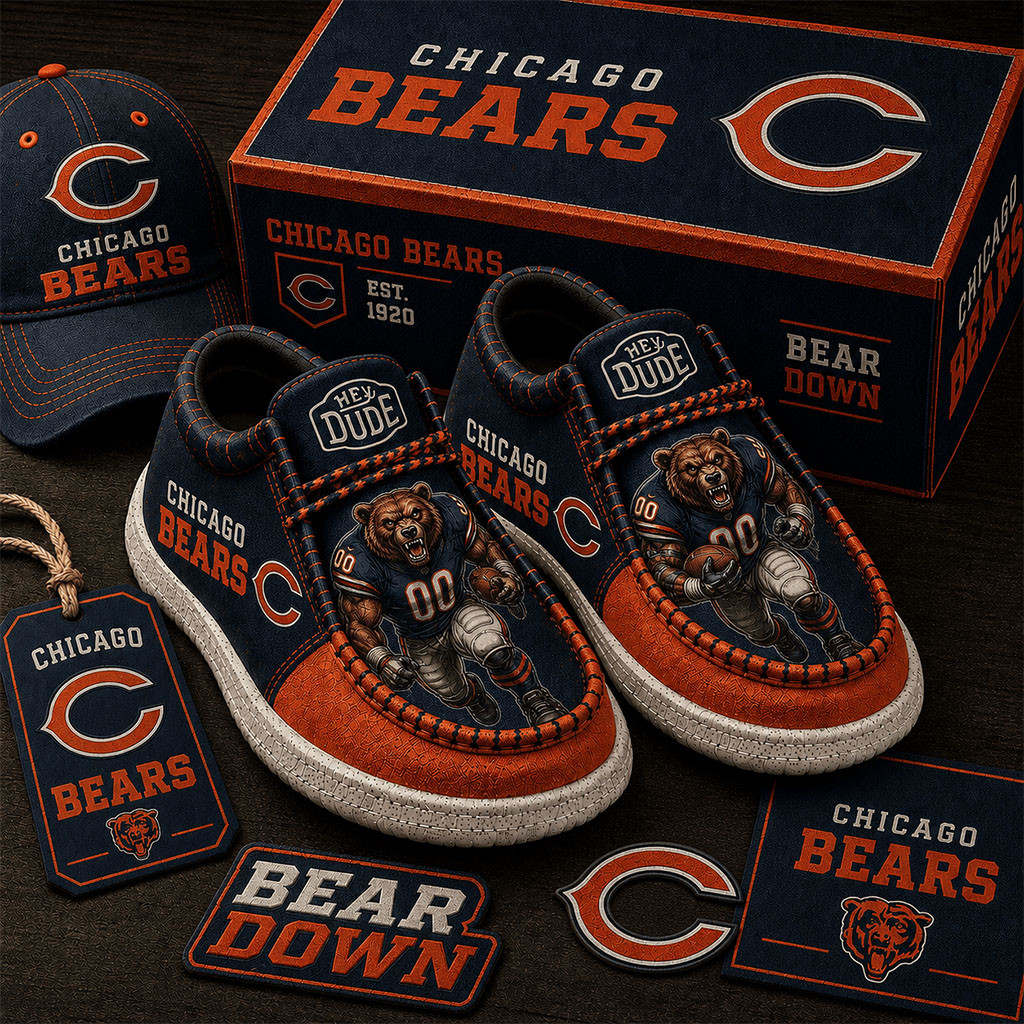 Chicago Bears Shoes Bear Down Loafers Chicago Bears Merch Unique Gifts For Football Fans