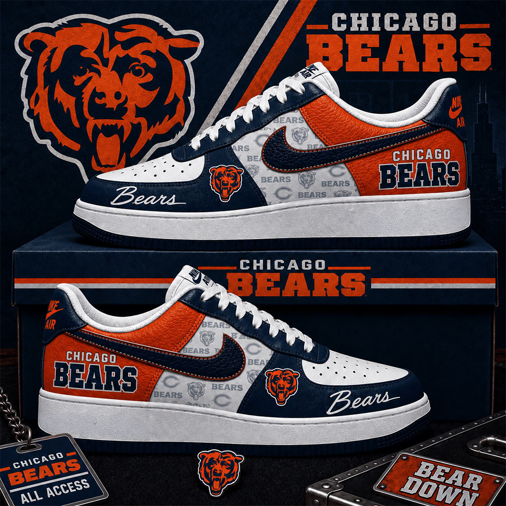 Chicago Bears Sneakers Bear Down Shoes Chicago Bears Merch Football Fan Present Ideas Chicago Bears Sneakers Bear Down Shoes Chicago Bears Merch Football Fan Present Ideas