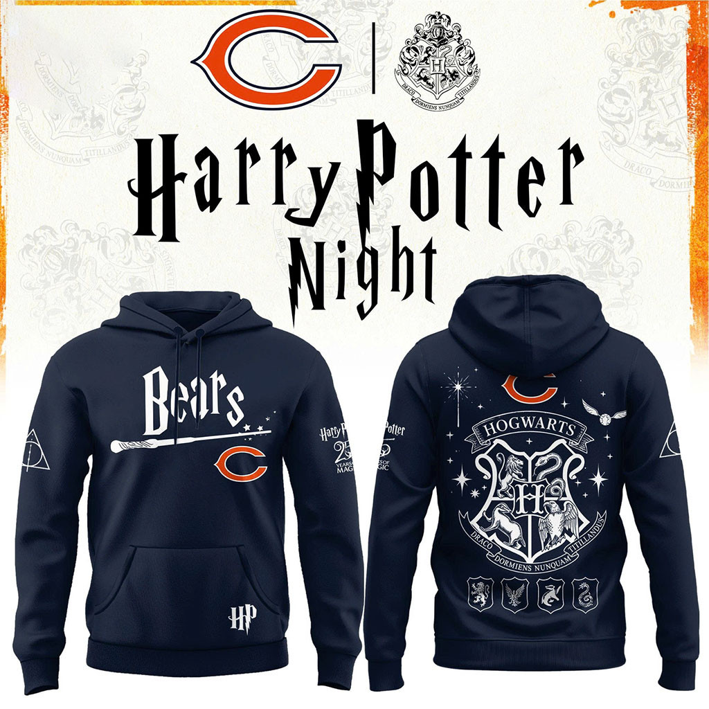 Chicago Bears x Harry Potter 25th Anniversary Hoodie 2026 Bears Merch Football Fan Gift Ideas Chicago Bears x Harry Potter 25th Anniversary Hoodie 2026 Bears Merch Football Fan Gift Ideas
