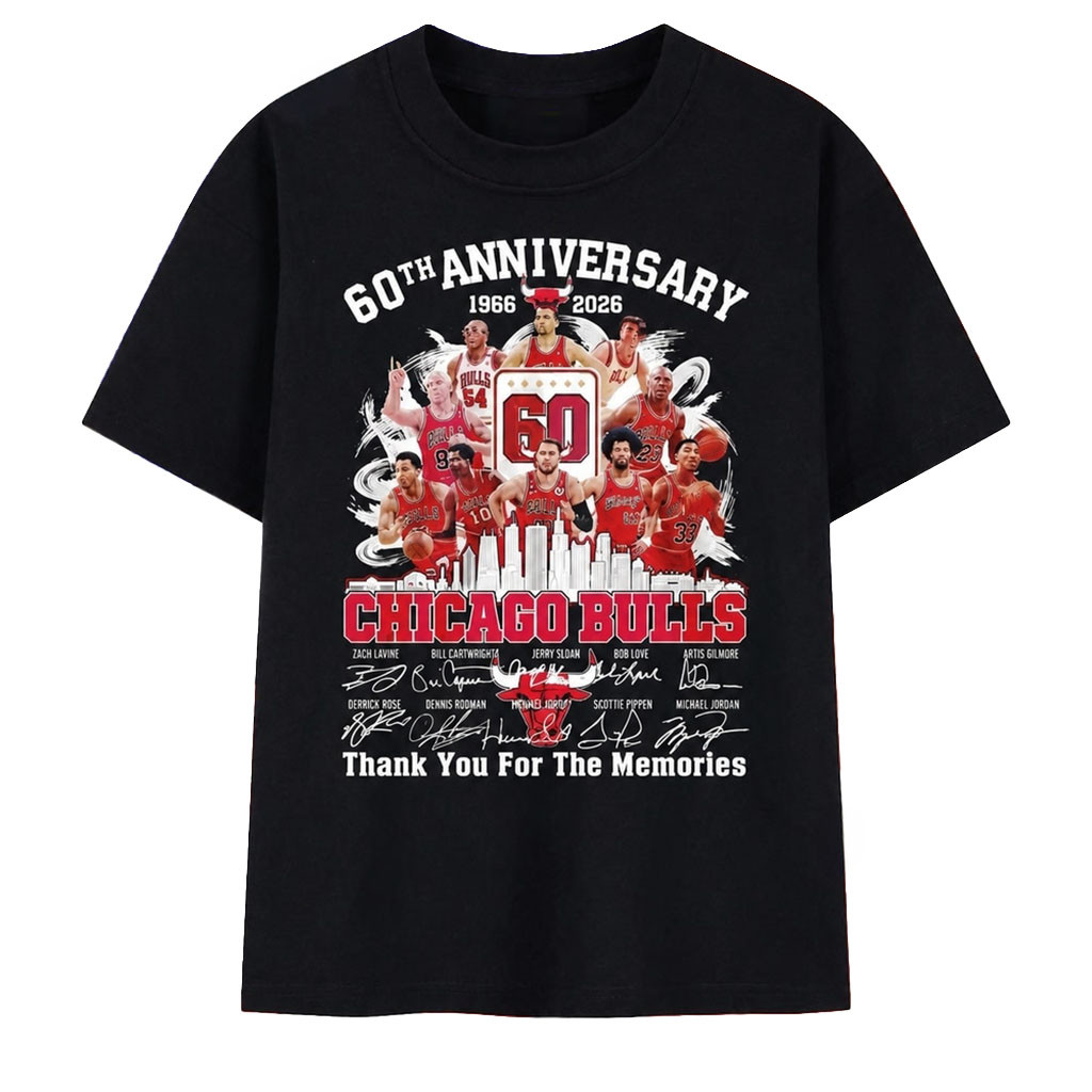 Chicago Bulls 60th Anniversary 1966 2026 Signatures Vintage T-Shirt Chicago Basketball Merch