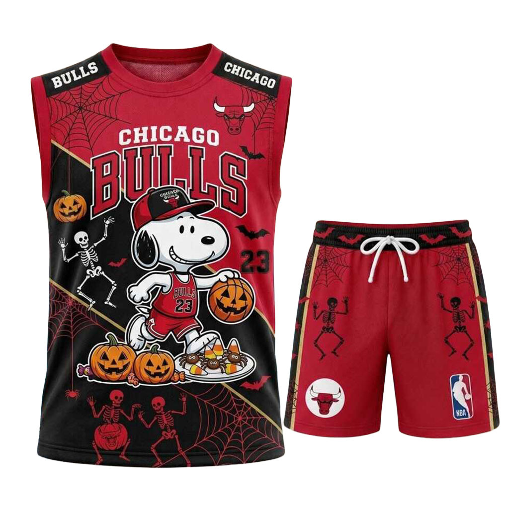 Chicago Bulls Snoopy Halloween Basketball Muscle Tank And Shorts Bulls Merch Halloween Gifts