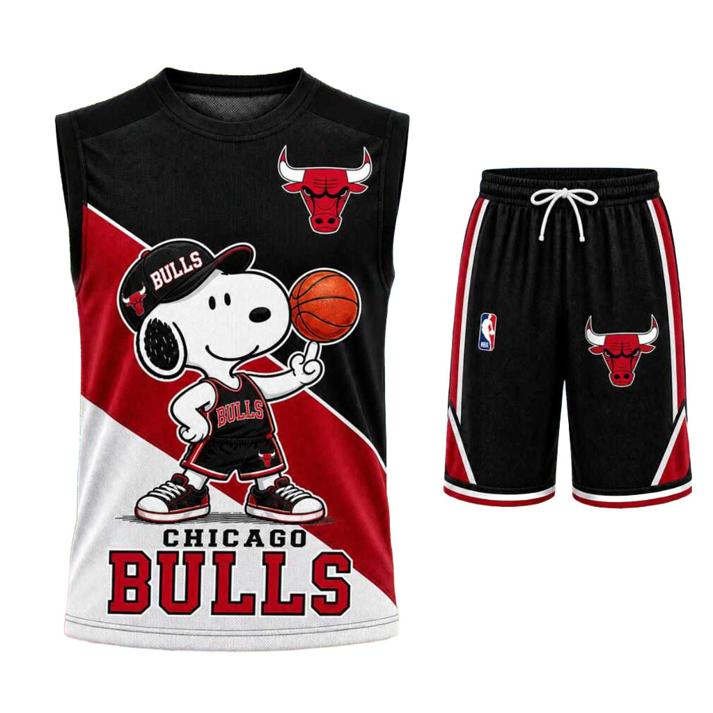 Chicago Bulls Snoopy Mascot Tank Top And Shorts Set Chicago Bulls Merch Gift For Basketball Fan