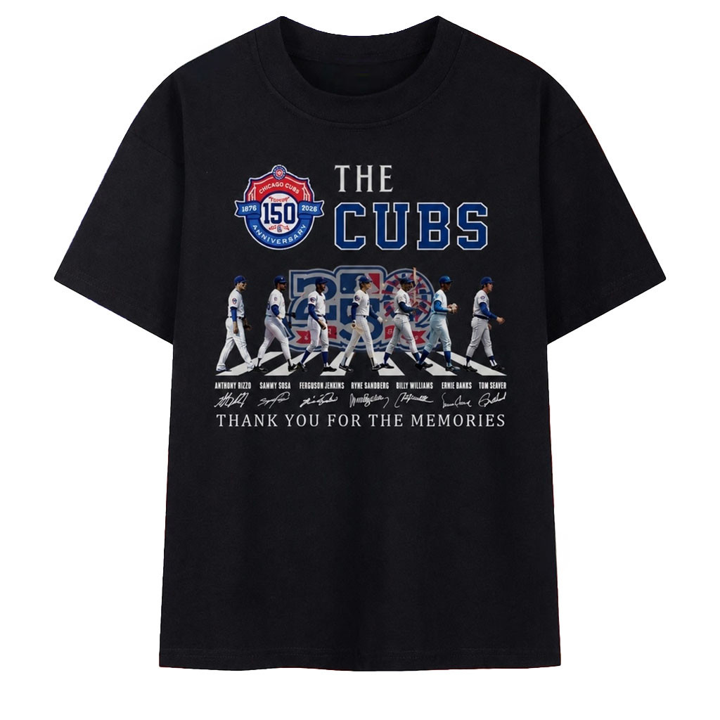 Chicago Cubs 150th Anniversary 1876 2026 Abbey Road Signatures T-Shirt Chicago Cubs Merch