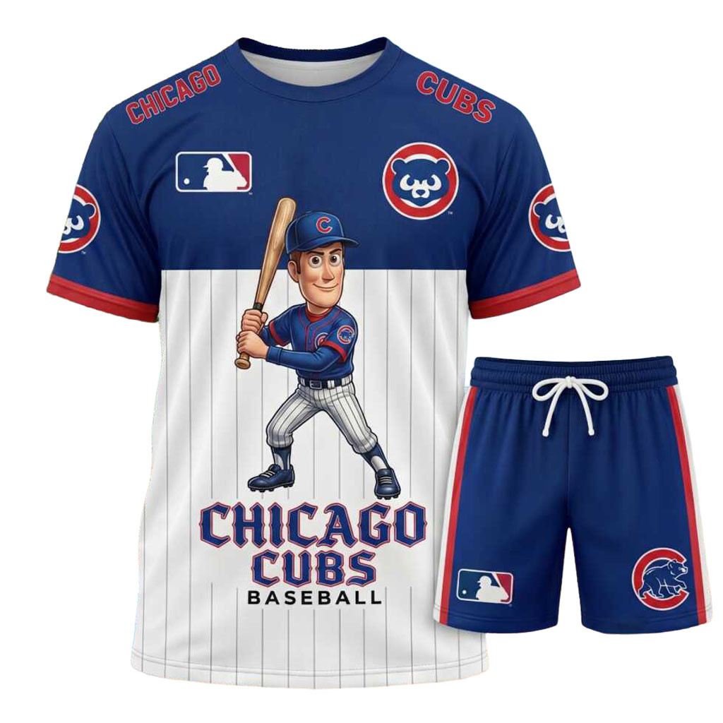 Chicago Cubs Baseball Cartoon Player Shirt And Shorts Chicago Cubs Merch Gift For Baseball Fan Chicago Cubs Baseball Cartoon Player Shirt And Shorts Chicago Cubs Merch Gift For Baseball Fan